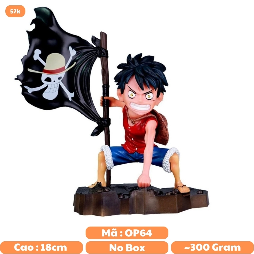 Mô Hình OnePiece Luffy cầm cờ bang siêu chất cao 18cm nặng 300g , Figure OnePiece - no box - bọc túi opp - N1-K37-T1-S2