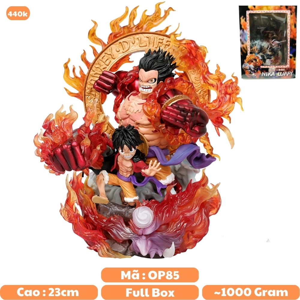 Hàng Cao Cấp -Mô Hình OnePiece Mô Hình Luffy Gear 3 Red rock kết hợp Gear 4 - Cao 23cm - nặng 1kg + 2 đầu thay thế - One Piece - no box - N1-K30-T4-S1
