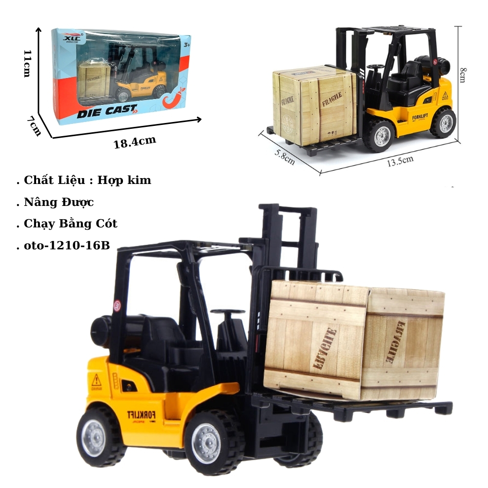 Mô Hình xe nâng hàng ( Hợp Kim ) - bánh sau chạy cót - Dài 13.5cm - rộng 5.8cm - cao 8cm - FULL BOX : box màu SKU : oto-1210-16B - ( Vat : 003-96 !!! ) - K9-T2-S2