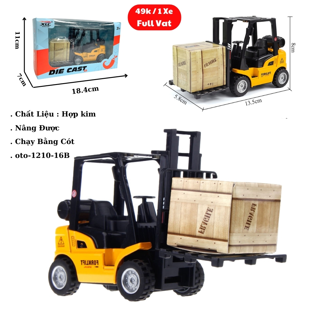 Mô Hình xe nâng hàng ( Hợp Kim ) - bánh sau chạy cót - Dài 13.5cm - rộng 5.8cm - cao 8cm - FULL BOX : box màu SKU : oto-1210-16B - ( Vat : 003-96 !!! ) - K9-T2-S2