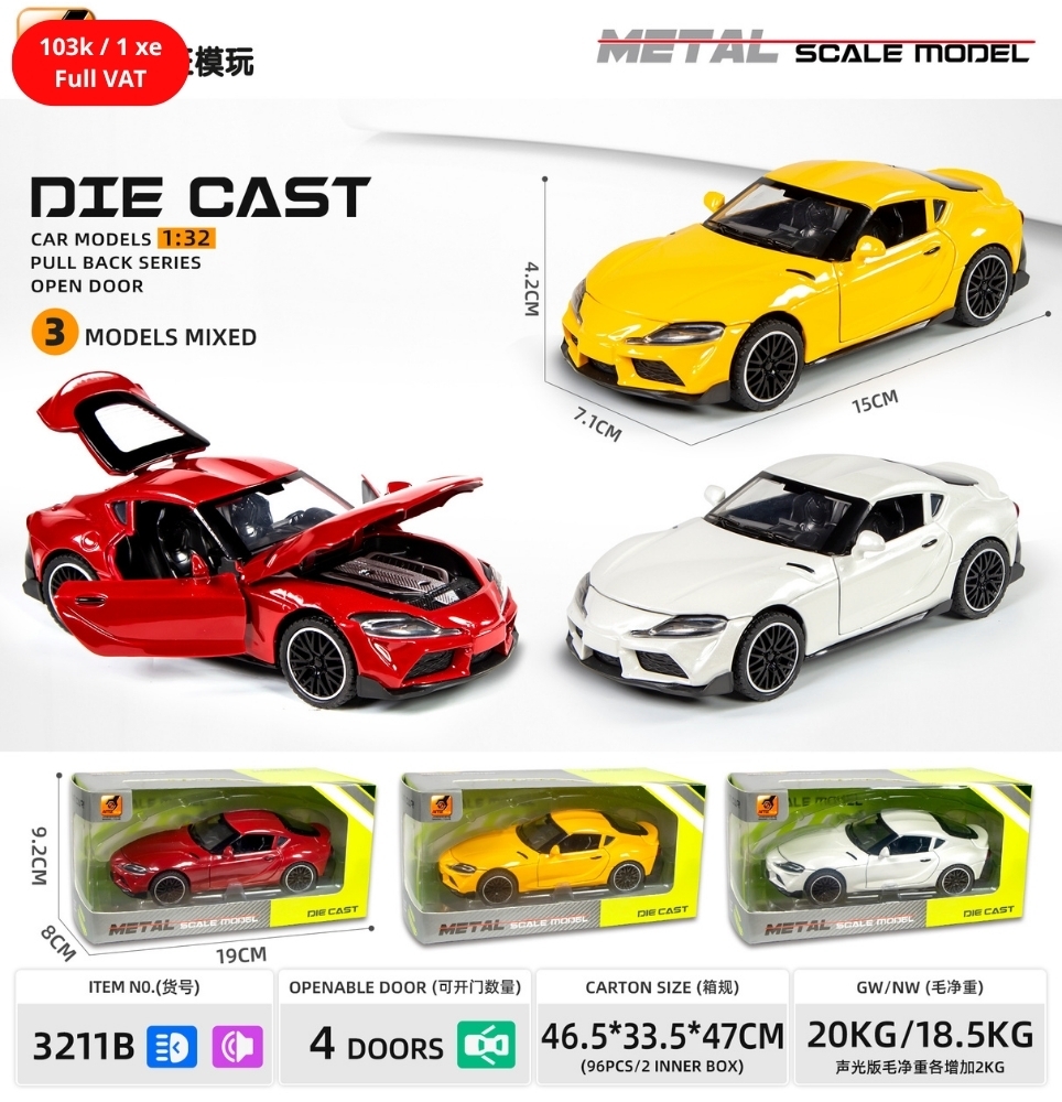 Mô Hình xe oto Toyota GR Supra hợp kim , tỉ lệ 1:32 - Dài 15cm - rộng 7.1cm - cao 4.2cm - SKU : oto-3211B - ( Vat : 003-01-70 )