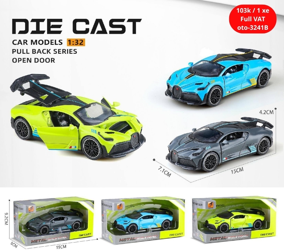 Mô Hình xe oto Bugatti Divo hợp kim , tỉ lệ 1:32 - Dài 15cm - rộng 7.1cm - cao 4.2cm - SKU : oto-3241B - ( Vat : 003-01-70 )