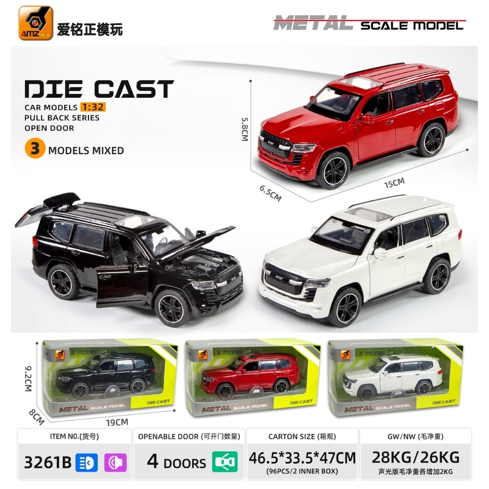 Mô Hình xe oto Toyota Land Cruiser LC300  hợp kim , tỉ lệ 1:32- Dài 15cm - rộng 6.5cm - cao 5.8cm - SKU : oto-3261B - ( Vat : 003-01-70 )
