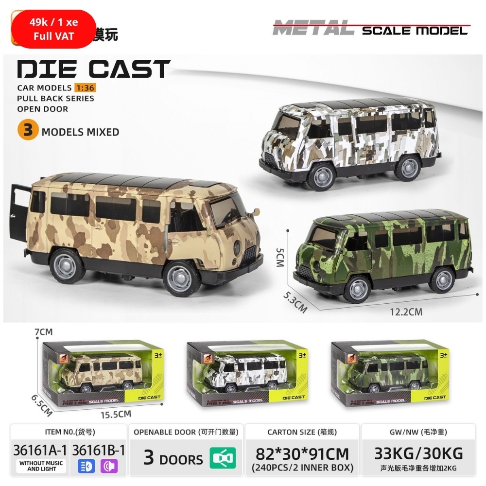 Mô Hình xe oto hợp kim , tỉ lệ 1:36 - Dài 12.2cm - rộng 2.3cm - cao 5cm - K56-T1-S1-2-3 SKU: oto-36161A ( VAT 003-01-35 )