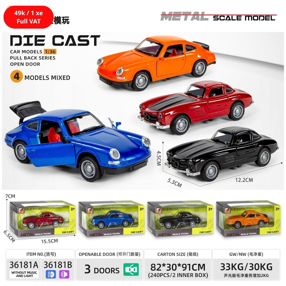 Mô Hình xe mercedes và Porsche , tỉ lệ 1:36 - Dài 12.2cm - rộng 5.3cm - cao 4.5cm - SKU : oto-36181A - ( Vat : 003-01-35 )
