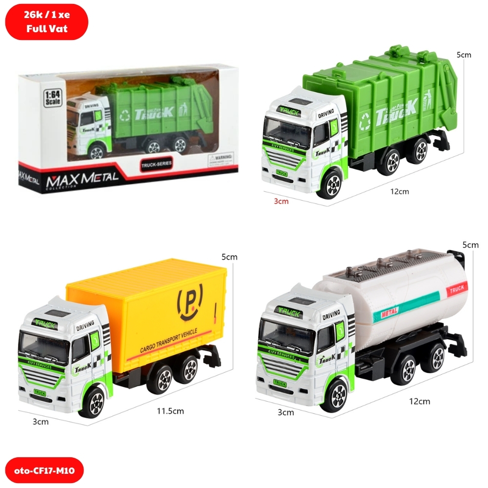 Mô Hình 3 Oto Xây Dựng Vàng Xanh hợp kim , tỉ lệ 1:64 - Dài 12cm - rộng 3.5cm - cao 5cm- SKU : oto-CF17-M10 - ( Vat : 003-01-20 )