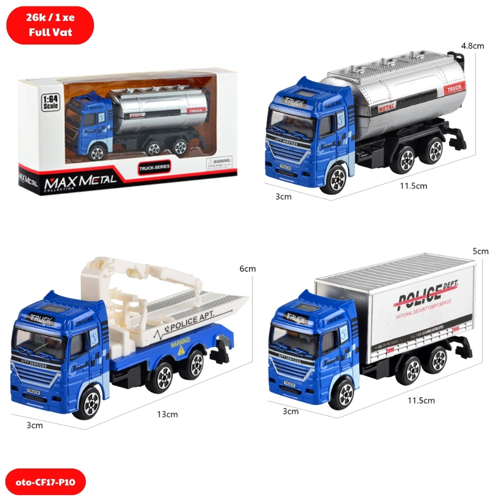 Mô Hình 3 Oto Xây Dựng Xanh hợp kim , tỉ lệ 1:64 - Dài 12cm - rộng 3.5cm - cao 5cm- SKU : oto-CF17-P10 - ( Vat : 003-01-20 )