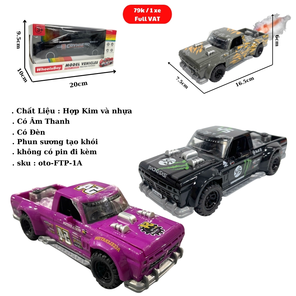 Mô Hình Xe Oto bán tải - Dài 16.5cm - rộng 7.5cm - cao 6cm - FULL BOX : box màu SKU : oto-FTP-1A - ( Vat : DC00 )