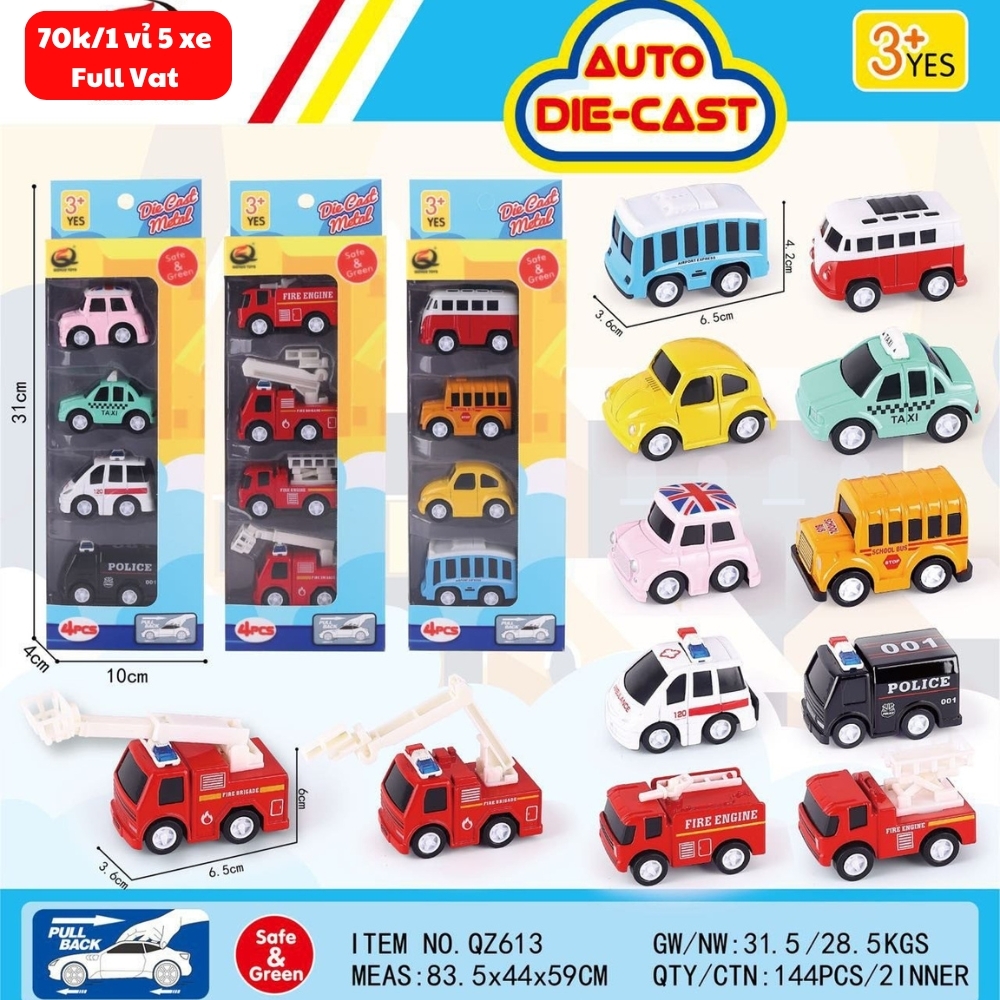 Mô Hình 1 vỉ 4 Xe Tổng Hợp - Cao 32cm - Ngang 10cm - Vỉ Nhựa SKU : oto-QZ613 - ( Vat : 003-03-50 )