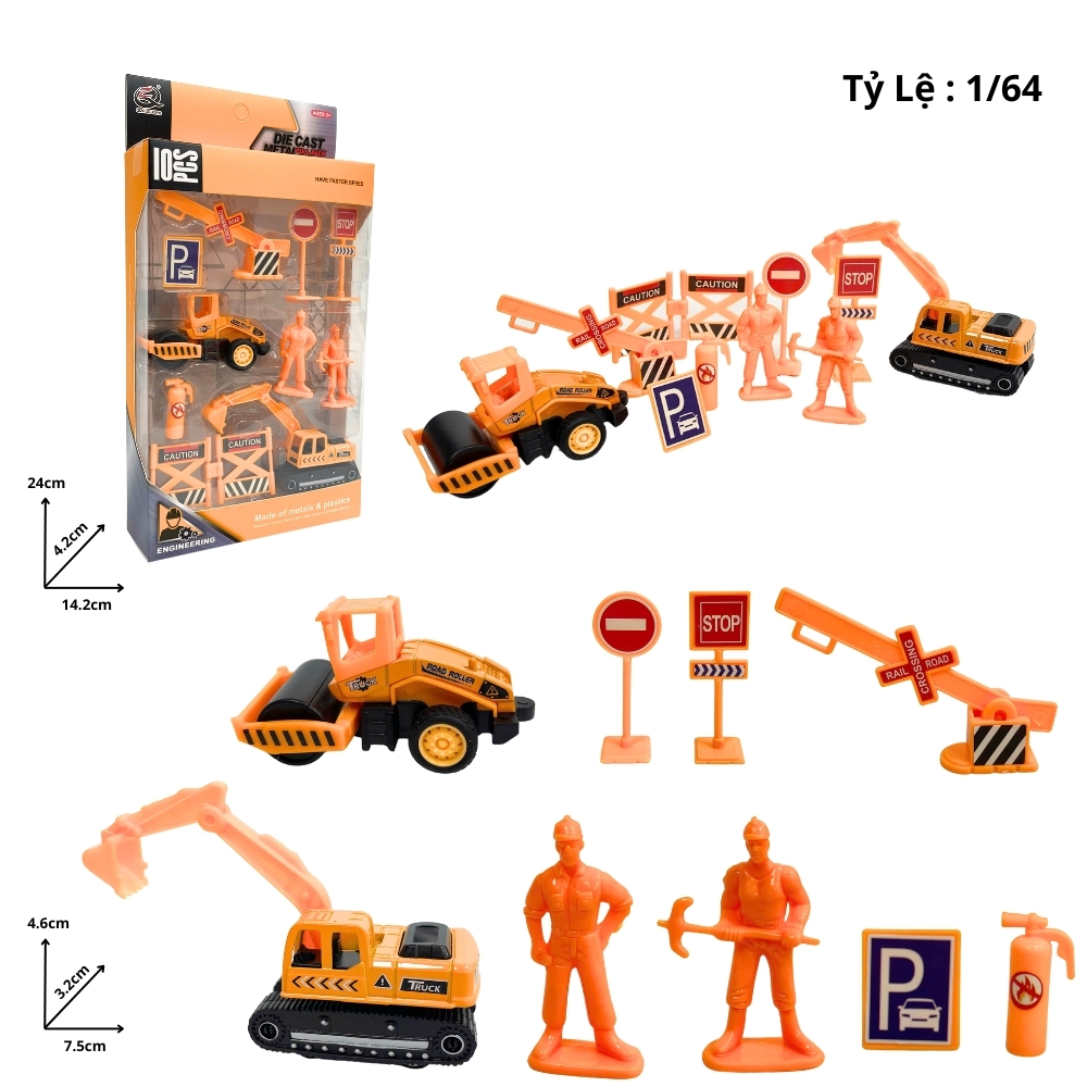 Vỉ Xe công trường + tiểu cảnh - SKU : oto-QZ628-C - ( Vat : 003-03-30 )