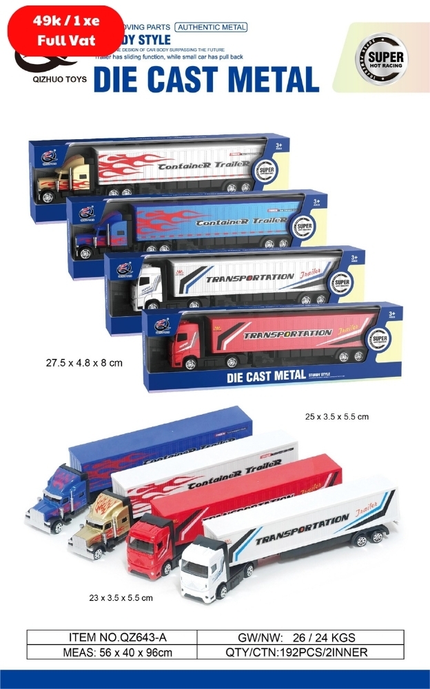 Xe contener & Xe Tải Tỷ Lệ 1:64 - SKU : oto-QZ643-A - ( Vat : 003-01-35 )