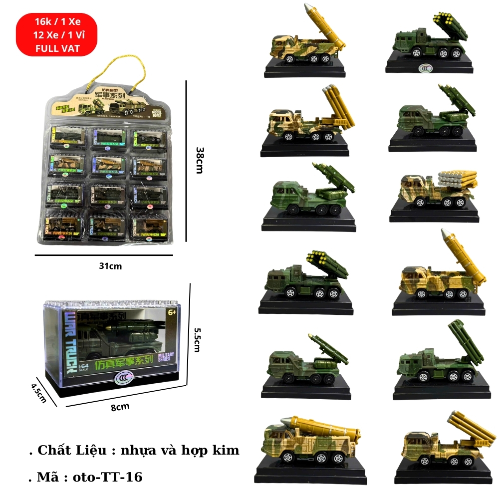 ( Giá 1 xe - Vỉ 12 xe - Đặt số lượng 12 )- Mô Hình 1 vỉ 12 Xe Quân Sự kèm khay đựng - Cao 5.5cm - Ngang 8cm - Rộng 4.5cm  - Vỉ Nhựa SKU : oto547 - ( VAT : DCM473-10 )