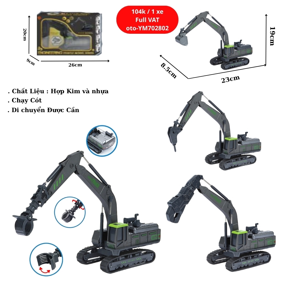 Mô Hình 4 loại Xe cần cẩu , chất liệu hợp kim và nhựa - Dài 23cm - rộng 8.5cm - cao 19cm - SKU : oto-YM702802 - ( VAT : 003-02-50b )