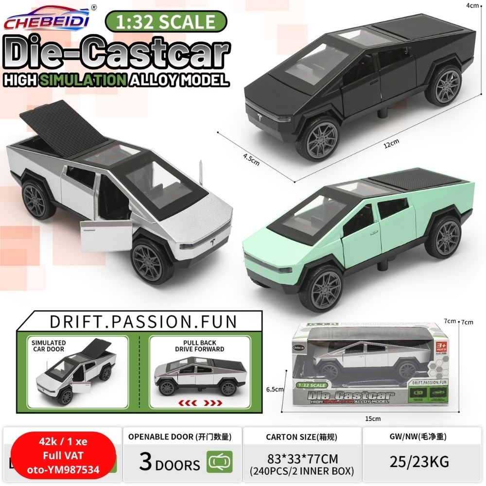 Mô Hình Xe oto Tesla 3 màu , tỉ lệ 1:36 - Dài 12cm - rộng 4.5cm - cao 4cm - SKU : oto-YM987534 ( VAT 003-01-20 )