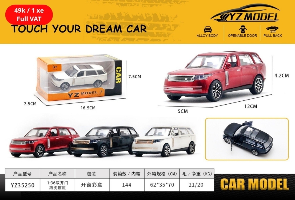 Mô Hình xe Oto Range Rover hợp kim , tỉ lệ 1:36 - Dài 12cm - rộng 5cm - cao 4.2cm - SKU : oto-YZ35250 - ( Vat : 003-01-35 )- K57-T2-S1-2-3