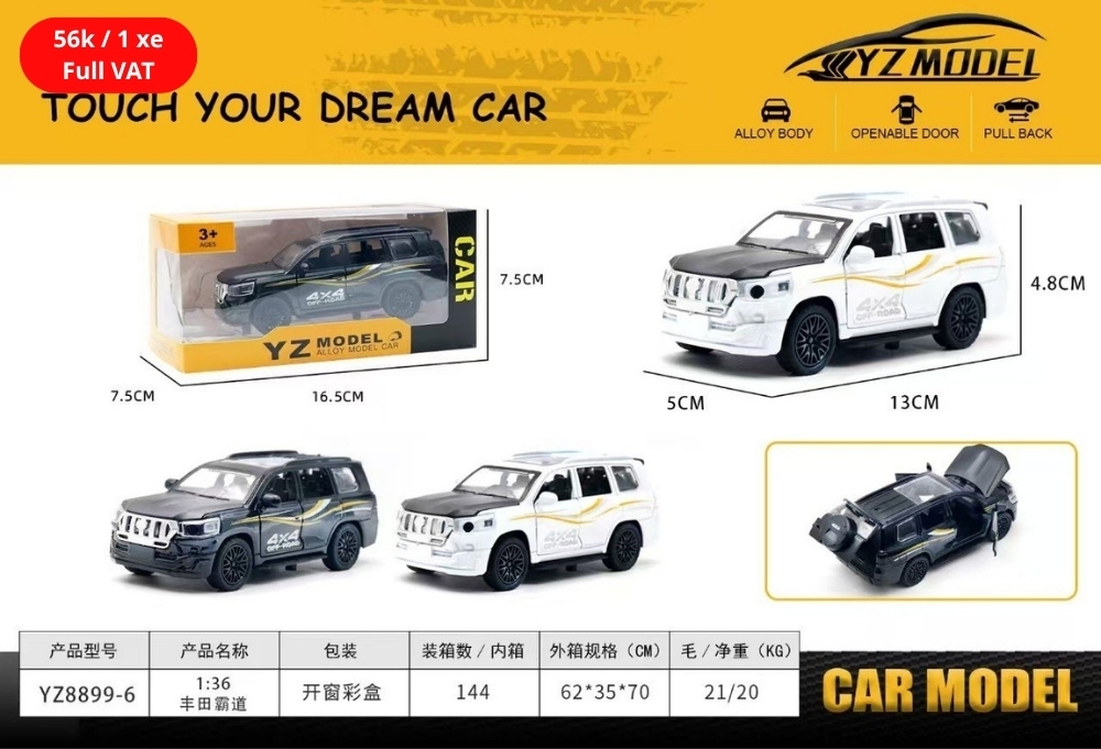 Mô Hình xe Oto  land cruise hợp kim , tỉ lệ 1:36 - Dài 13cm - rộng 5cm - cao 4.8cm - SKU : oto-YZ8899-6 - ( Vat : 003-01-35 )