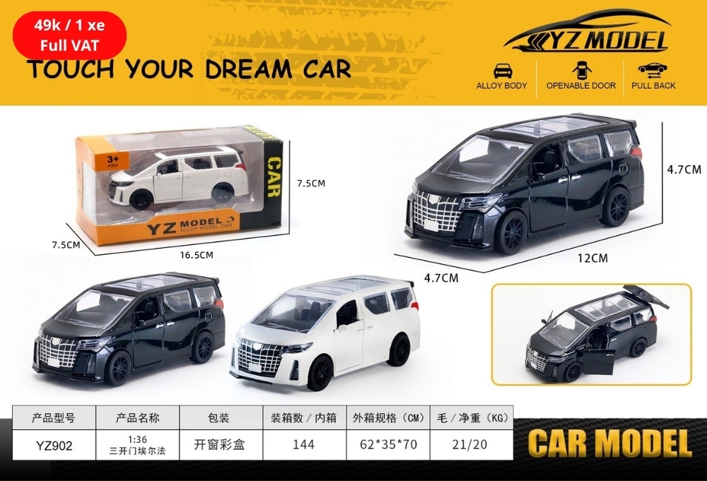 Mô Hình xe oto Toyota Alphard hợp kim , tỉ lệ 1:36 - Dài 12cm - rộng 4.7cm - cao 4.7cm - SKU : oto-YZ902 - ( Vat : 003-01-35 )