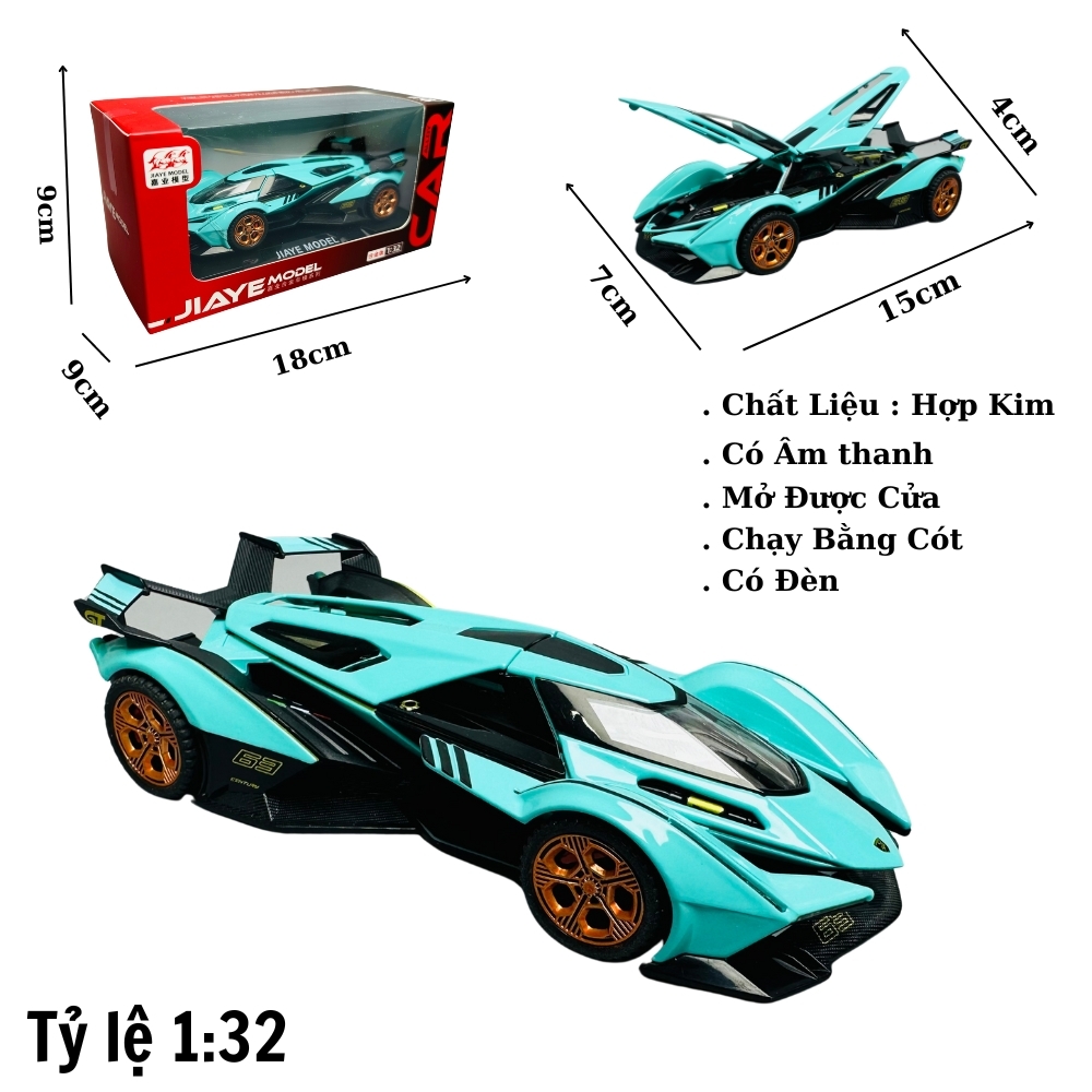 Mô Hình Xe đua F1 xanh ngọc 1:32 Hợp kim - Có tiếng - đèn pha sáng - Dài 15cm - rộng 7cm - cao 4cm - nặng ~ 500gram - FULL BOX : box màu SKU : oto219 - (VAT: 003-01-100) - K70-T4-S12