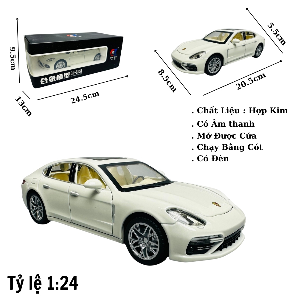 Mô Hình Xe porcher Trắng 1:24 Hợp kim - Có tiếng - đèn pha sáng - Dài 20.5cm - rộng 8.5cm - cao 5.5cm - nặng ~ 800gram - FULL BOX : box màu SKU : oto225 - K63-T3-S11
