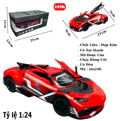 Mô Hình Xe Mercedes AMG ONE đỏ 1 :24 Hợp kim - Có tiếng - đèn pha sáng - Dài 21cm - rộng 9cm - cao 5cm - nặng ~ 1000gram - FULL BOX : box màu SKU : oto240 - (VAT: 003-01-180) - K66-T5-S3