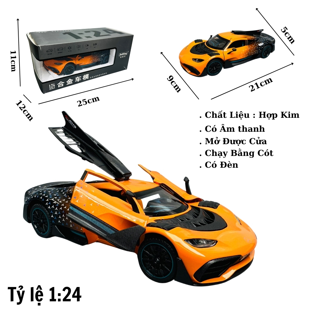 Mô Hình Xe Mercedes AMG ONE cam 1 :24 Hợp kim - Có tiếng - đèn pha sáng - Dài 21cm - rộng 9cm - cao 5cm - nặng ~ 1000gram - FULL BOX : box màu SKU : oto241 - (VAT: 003-01-180) -