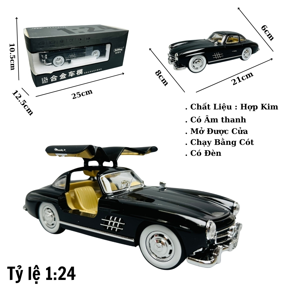 Mô Hình Xe mẹc cổ màu đen 1:24 Hợp kim - Có tiếng - đèn pha sáng - Dài 21cm - rộng 8cm - cao 6cm - nặng ~ 1000gram - FULL BOX : box màu SKU : oto250 - (VAT: 003-01-180) - K63-T3-S6