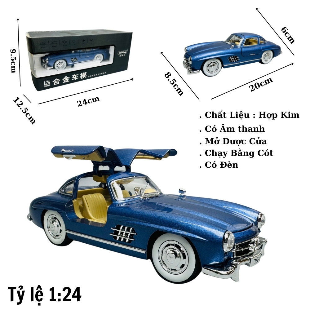 Mô Hình Xe mẹc cổ màu xanh 1:24 Hợp kim - Có tiếng - đèn pha sáng - Dài 21cm - rộng 8cm - cao 6cm - nặng ~ 1000gram - FULL BOX : box màu SKU : oto252 - (VAT: 003-01-180) - K63-T3-S10