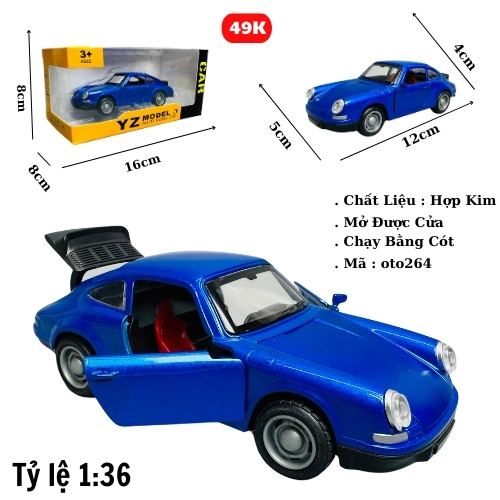 Mô Hình xe poscher cổ xanh dương - tỉ lệ 1:36 Hợp kim có thể mở cửa - bánh sau chạy cót - Dài 12cm - rộng 5cm - cao 4cm - nặng : 200gram - FULL BOX : box màu - SKU : oto264 ( VAT : 003-01-35 ) - K64-T2-S5