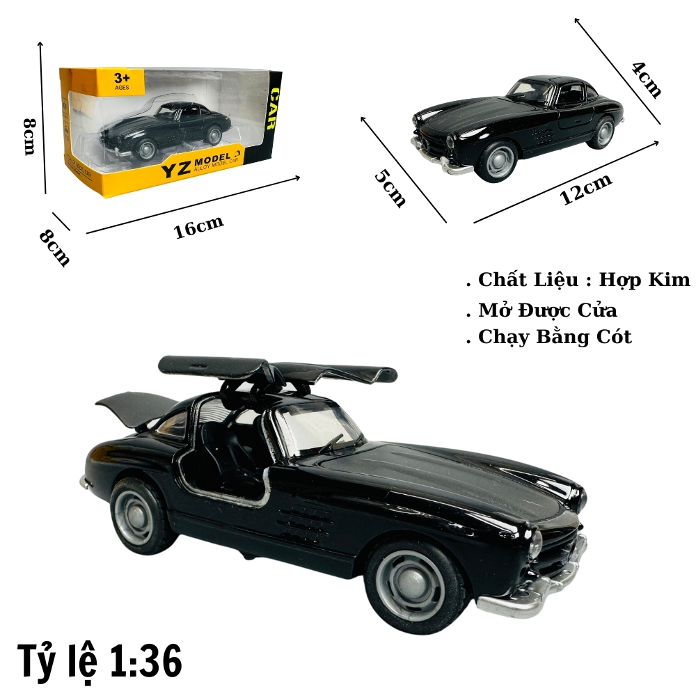 Mô Hình xe mẹc cổ đen - tỉ lệ 1:36 Hợp kim có thể mở cửa - bánh sau chạy cót - Dài 12cm - rộng 5cm - cao 4cm - nặng : 200gram - FULL BOX : box màu - SKU : oto266 -K68-T1-S6