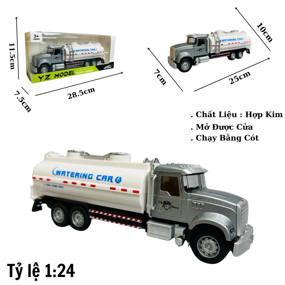 Mô Hình xe chở nước tỉ lệ 1:24 Hợp kim có thể mở cửa - bánh sau chạy cót - Dài 25cm - rộng 7cm - cao 10cm - nặng : 500gram - FULL BOX : box màu SKU : oto273