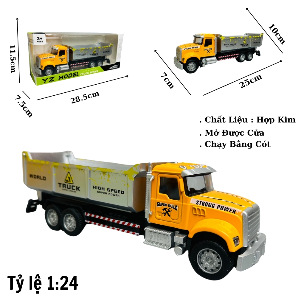 Mô Hình Xe Tải tỉ lệ 1:24 Hợp kim có thể mở cửa - bánh sau chạy cót - Dài 25cm - rộng 7cm - cao 10cm - nặng : 500gram - FULL BOX : box màu SKU : oto271 -