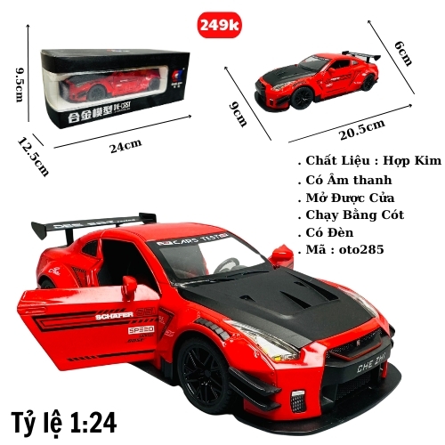 Mô Hình Nissan xe đua đỏ tỉ lệ 1:24 Hợp kim có thể mở cửa - bánh sau chạy cót - Dài 20.5cm - rộng 9cm - cao 6cm - nặng : 1000gram - FULL BOX : box màu SKU : oto285 - (VAT: 003-01-180) - K66-T5-S5