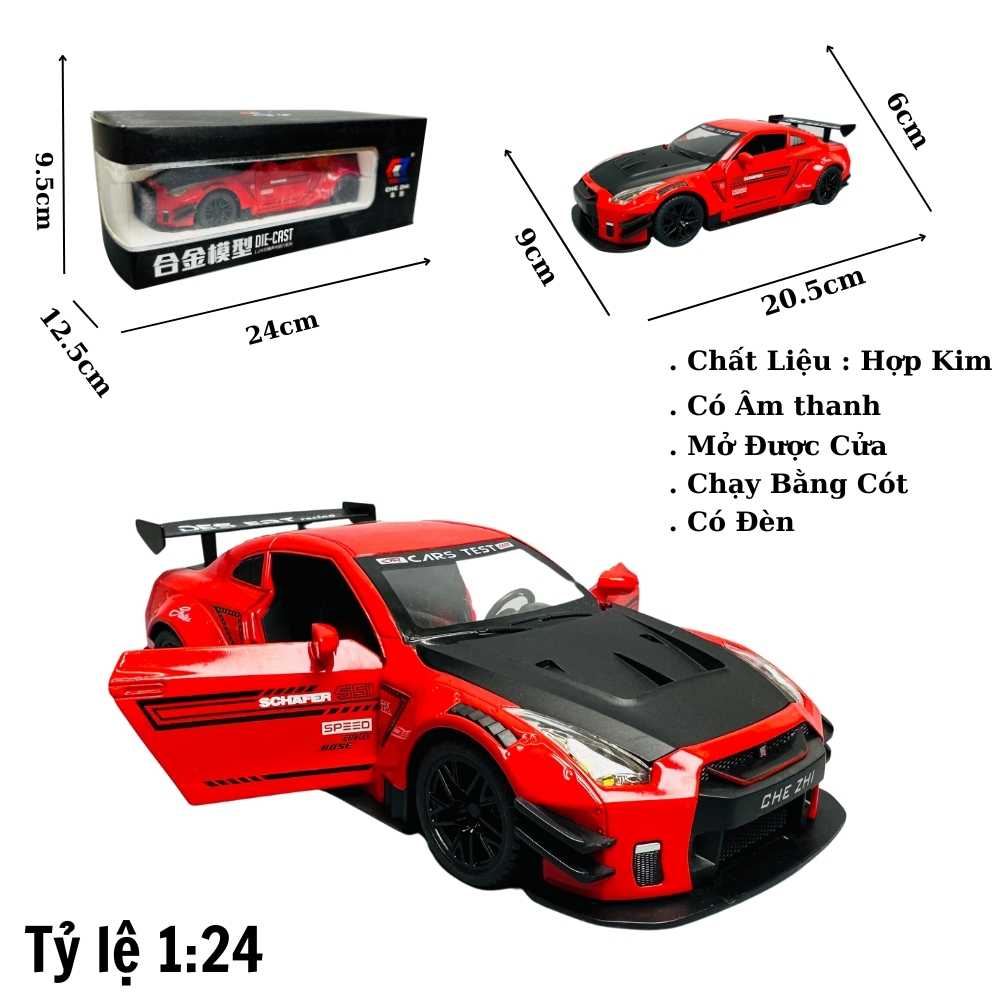 Mô Hình Nissan xe đua đỏ tỉ lệ 1:24 Hợp kim có thể mở cửa - bánh sau chạy cót - Dài 20.5cm - rộng 9cm - cao 6cm - nặng : 1000gram - FULL BOX : box màu SKU : oto285 - (VAT: 003-01-180) - K66-T5-S5