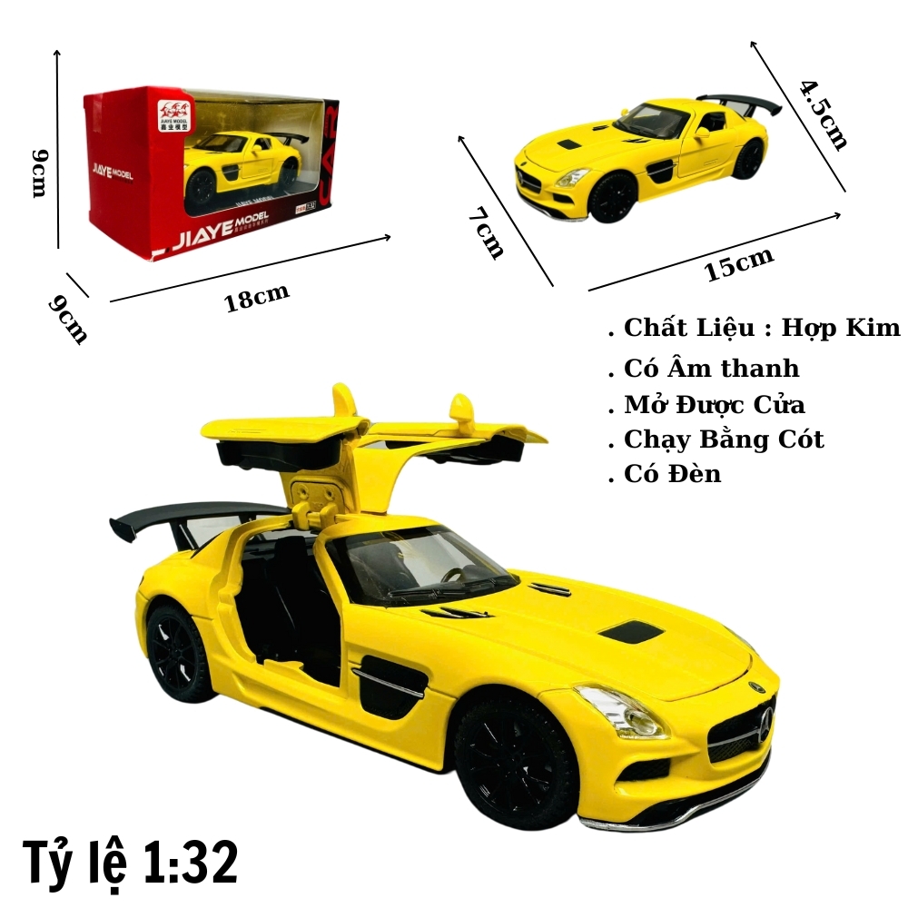 Mô Hình xe mẹc amg vàng tỉ lệ 1:32 Hợp kim có  thể mở cửa - b ánh sau chạy có t - Dài 15cm - r ộng 7cm - cao 4 .5cm - nặng :  400gram - FULL  BOX : box màu S KU : oto305