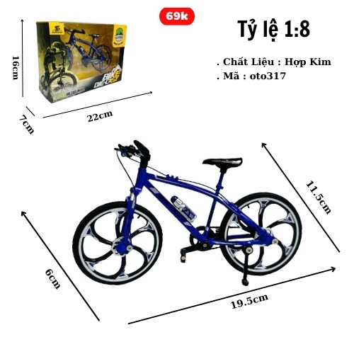 Mô Hình xe đạp đen xanh địa hình 1:8 Hợp kim - Dài 19.5cm - rộng 6cm - cao 11.5cm - nặng ~ 500gram - FULL BOX : box màu SKU : oto317 -( Vat : DC00 )- K63-T5-S5
