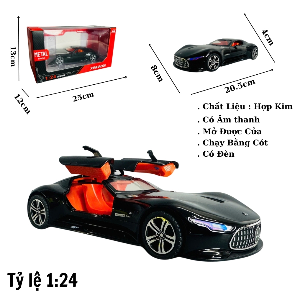 Mô Hình xe mẹc đen tỉ lệ 1:24 Hợp kim có thể mở cửa - bánh sau chạy cót - Dài 20.5cm - rộng 8cm - cao 4cm - nặng : 800gram - FULL BOX : box màu SKU : oto323 - (VAT: 003-01-150)