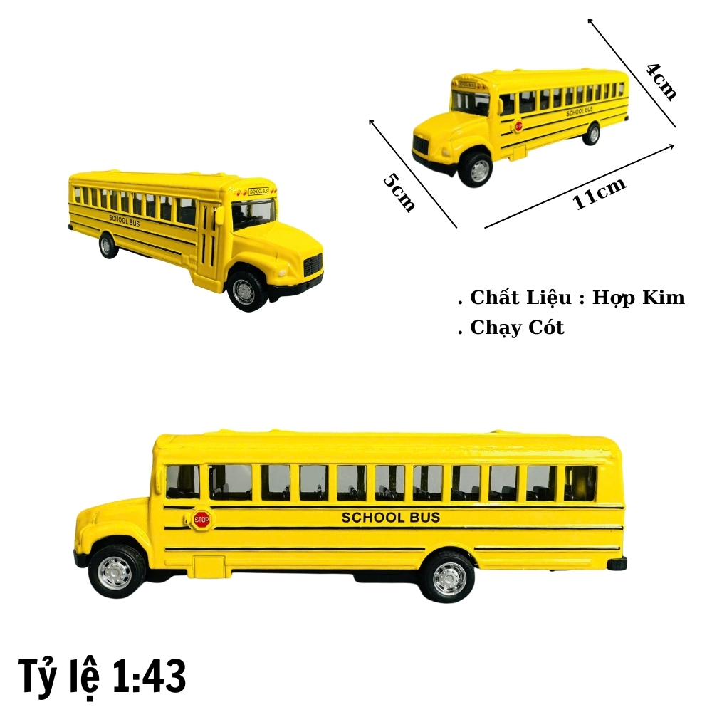 Mô Hình xe bus tỉ lệ 1:43 Hợp kim - bánh sau chạy cót - Dài 14cm - rộng 4cm - cao 4cm - nặng : 500gram -  SKU : oto356 -