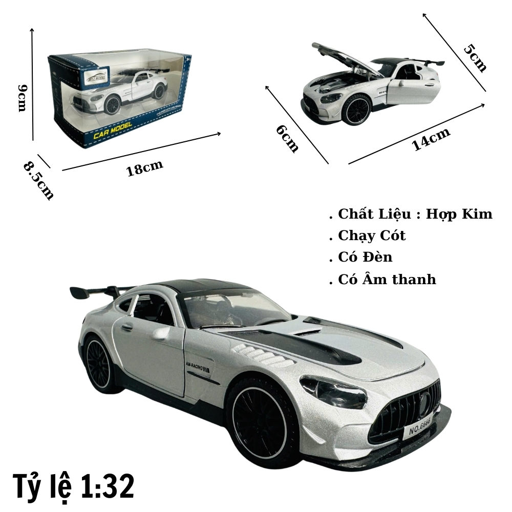 Mô Hình xe mẹc xám Amg tỉ lệ 1:32 Hợp kim có thể mở cửa - bánh sau chạy cót - Dài 14cm - rộng 6cm - cao 5cm - nặng : 500gram - FULL BOX : box màu SKU : oto377 -