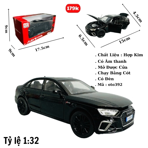 Mô Hình xe audi đen tỉ lệ 1:32 Hợp kim có thể mở cửa - bánh sau chạy cót - Dài 15cm - cao 4.5cm - nặng 600gram - Figure Oto - FULL BOX : box màu - SKU : oto392 -( VAT : 003-95 )- K63-T4-S9