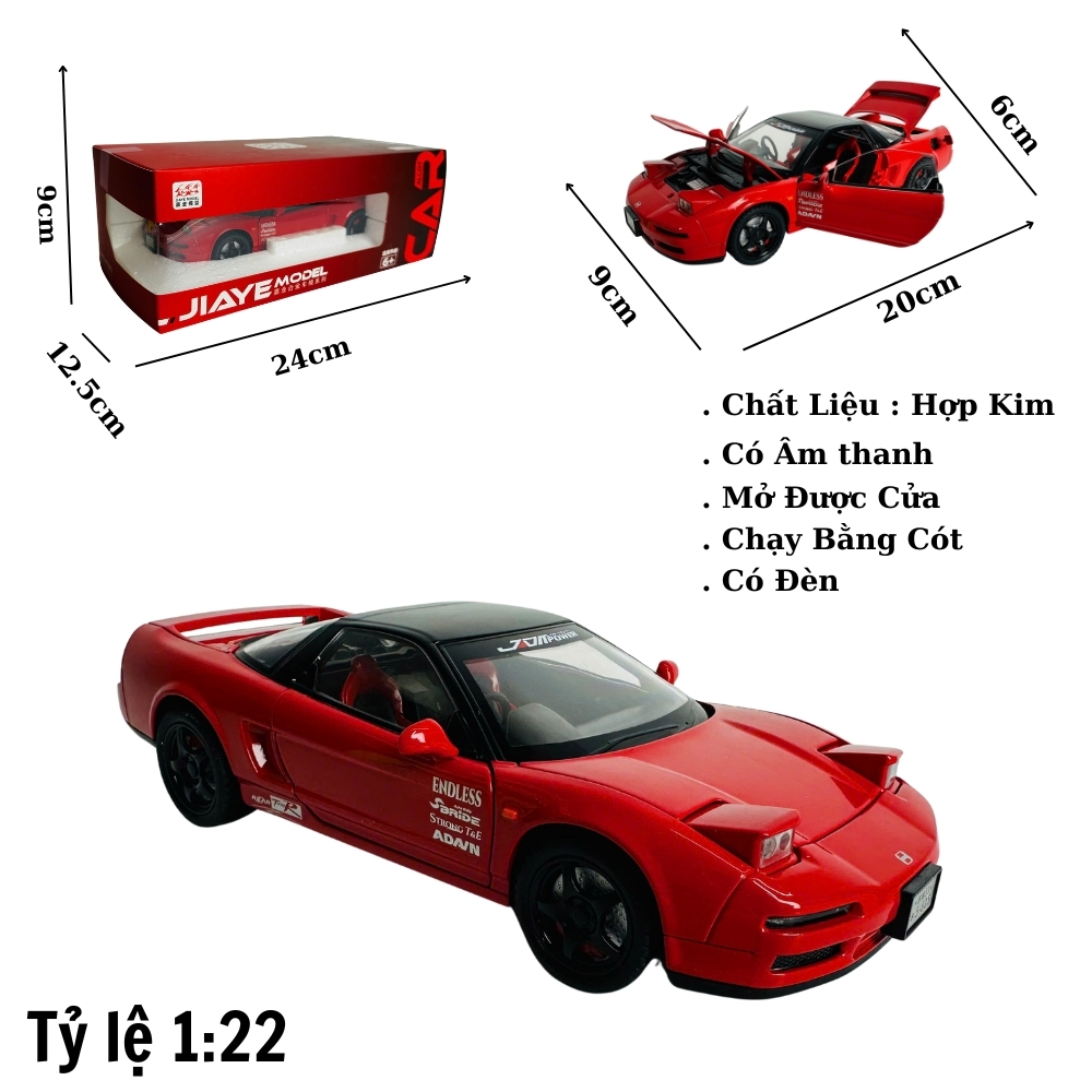 Mô Hình xe Honda đua đỏ tỉ lệ 1:22 Hợp kim có thể mở cửa - bánh sau chạy cót - Dài 20cm - cao 6cm - nặng 1000gram - Figure Oto - FULL BOX : box màu - SKU : oto399 -