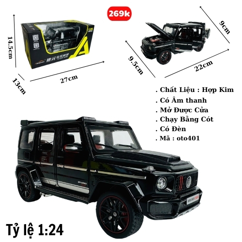 Mô Hình xe brabus G800 đen xám tỉ lệ 1:24 Hợp kim có thể mở cửa - bánh sau chạy cót - Dài 22cm - cao 9cm - nặng 1000gram - Figure Oto - FULL BOX : box màu - SKU : oto401 - (VAT: 003-01-180) - K64-T5-S9