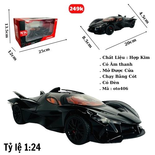 Mô Hình xe Apollp Project Evo đen tỉ lệ 1:24 Hợp kim có thể mở cửa - bánh sau chạy cót - Dài 20cm - cao 4.5cm - nặng 1000gram - Figure Oto - FULL BOX : box màu - SKU : oto406 - (VAT: 003-01-180) - K63-T3-S8