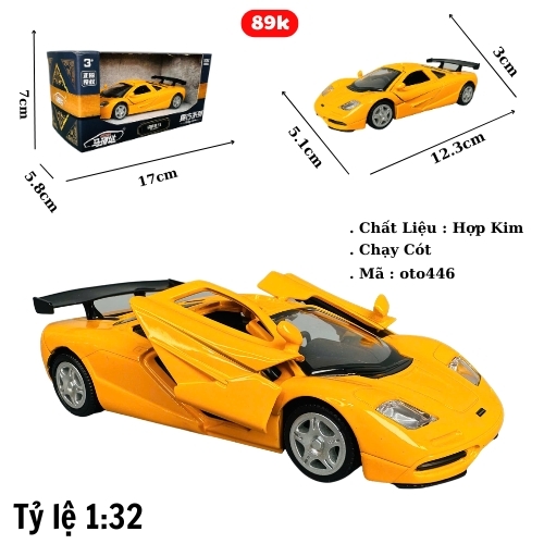 Mô Hình xe mclaren f1 cam tỉ lệ 1:32 Hợp kim có thể mở cửa - bánh sau chạy cót - Dài 12cm - rộng 5cm - cao 3cm - nặng : 300gram - FULL BOX : box màu SKU : oto446 -( VAT 003-97 )- K70-T4-S4