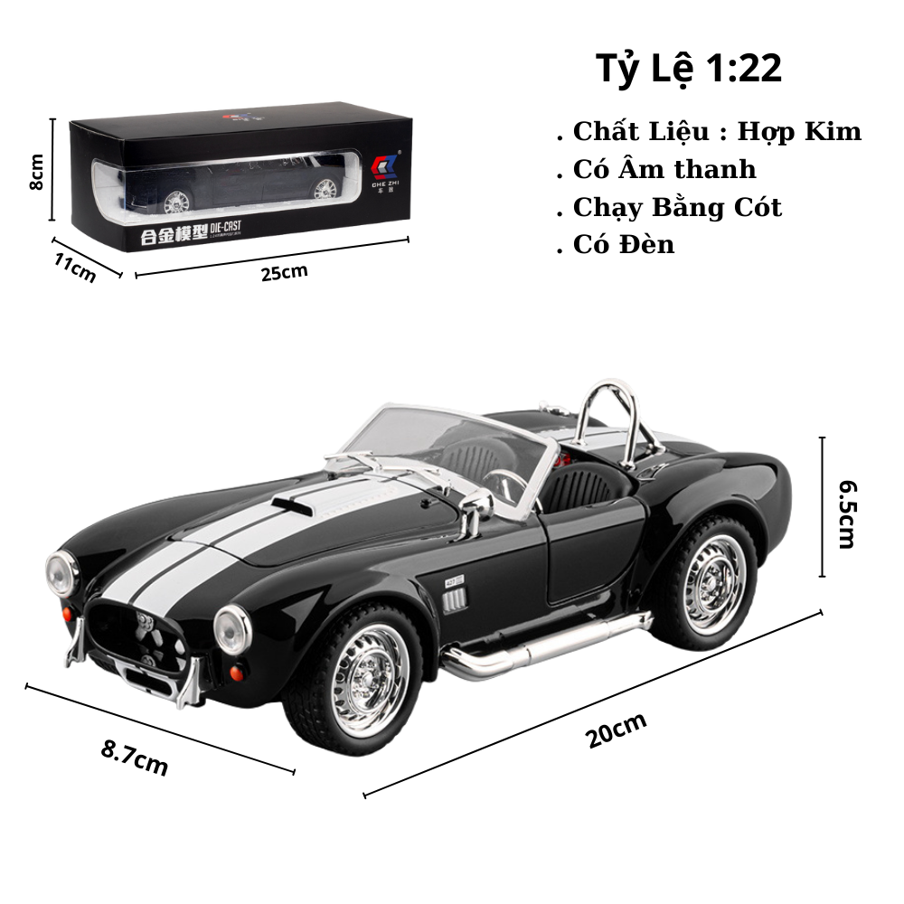 Mô Hình Xe đua cổ mui trần màu xanh tỉ lệ 1:22 Hợp kim có thể mở cửa - bánh sau chạy cót - Dài 20cm - rộng 9cm - cao 6.5cm - nặng : 800gram - FULL BOX : box màu SKU : oto-CZ241452 - (VAT: 003-01-180)