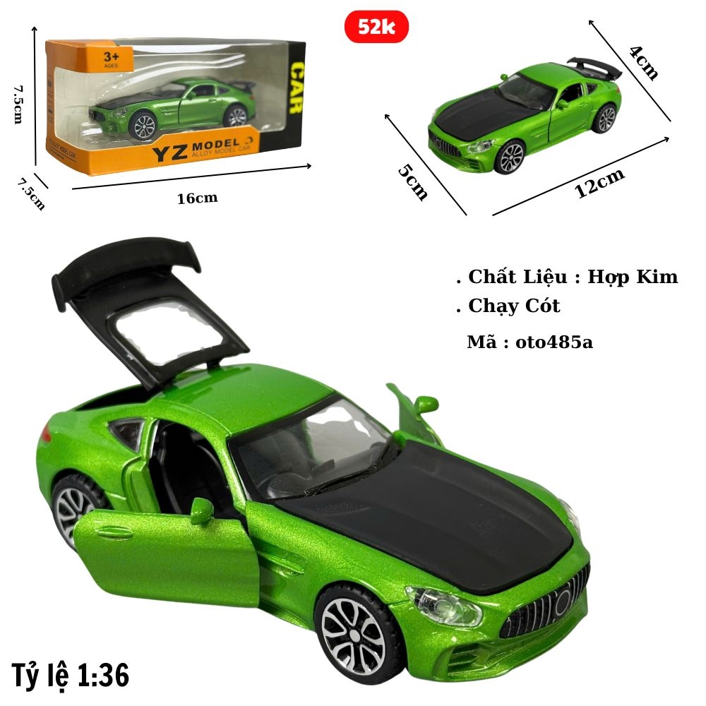 Mô Hình Xe mẹc xanh đen tỉ lệ 1:36 Hợp kim có thể mở cửa - bánh sau chạy cót - Dài 12cm - rộng 5cm - cao 4cm - nặng : 300gram - FULL BOX : box màu SKU : oto485a - ( VAT DC002 ) - K63-T2-S3