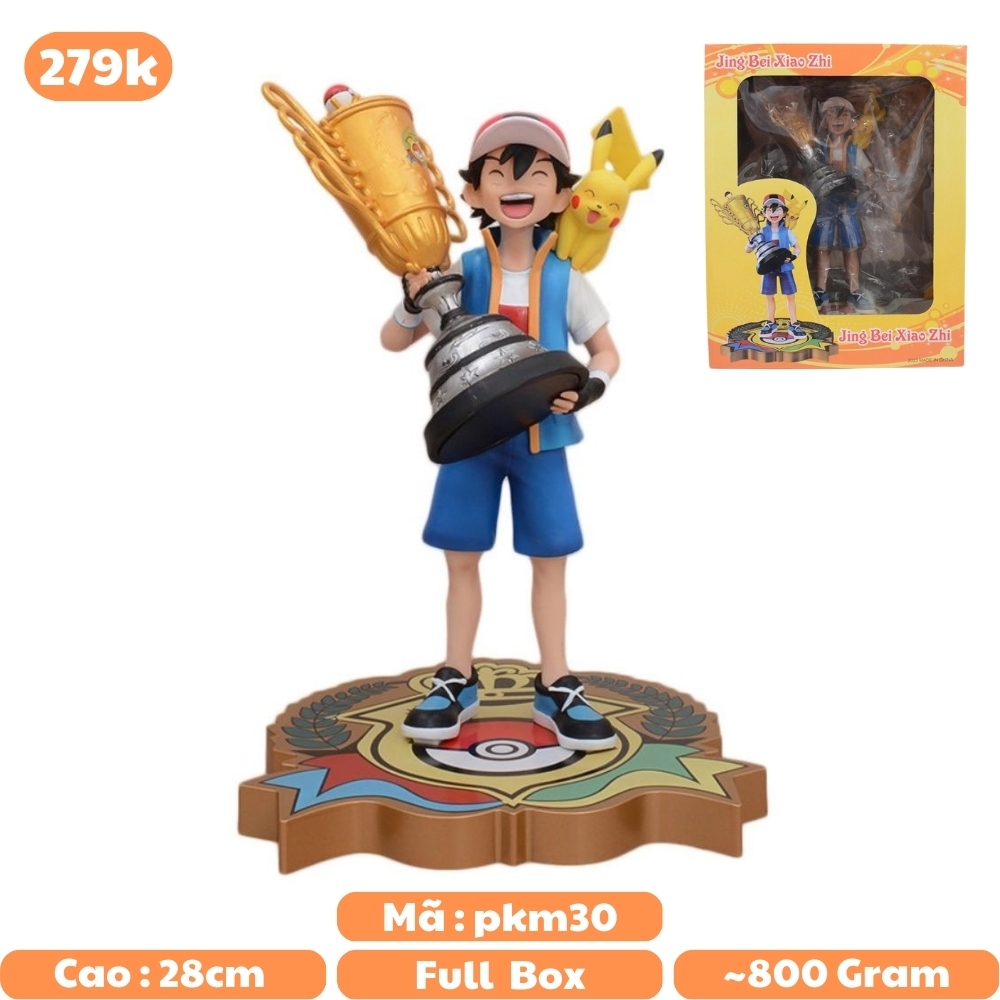 Hàng Cao Cấp -  Mô Hình Pokemon Satoshi cầm cúp bản cao cấp - Cao : 28cm - Nặng : 800gram - Figure pokemon - Full Box - N3-T5