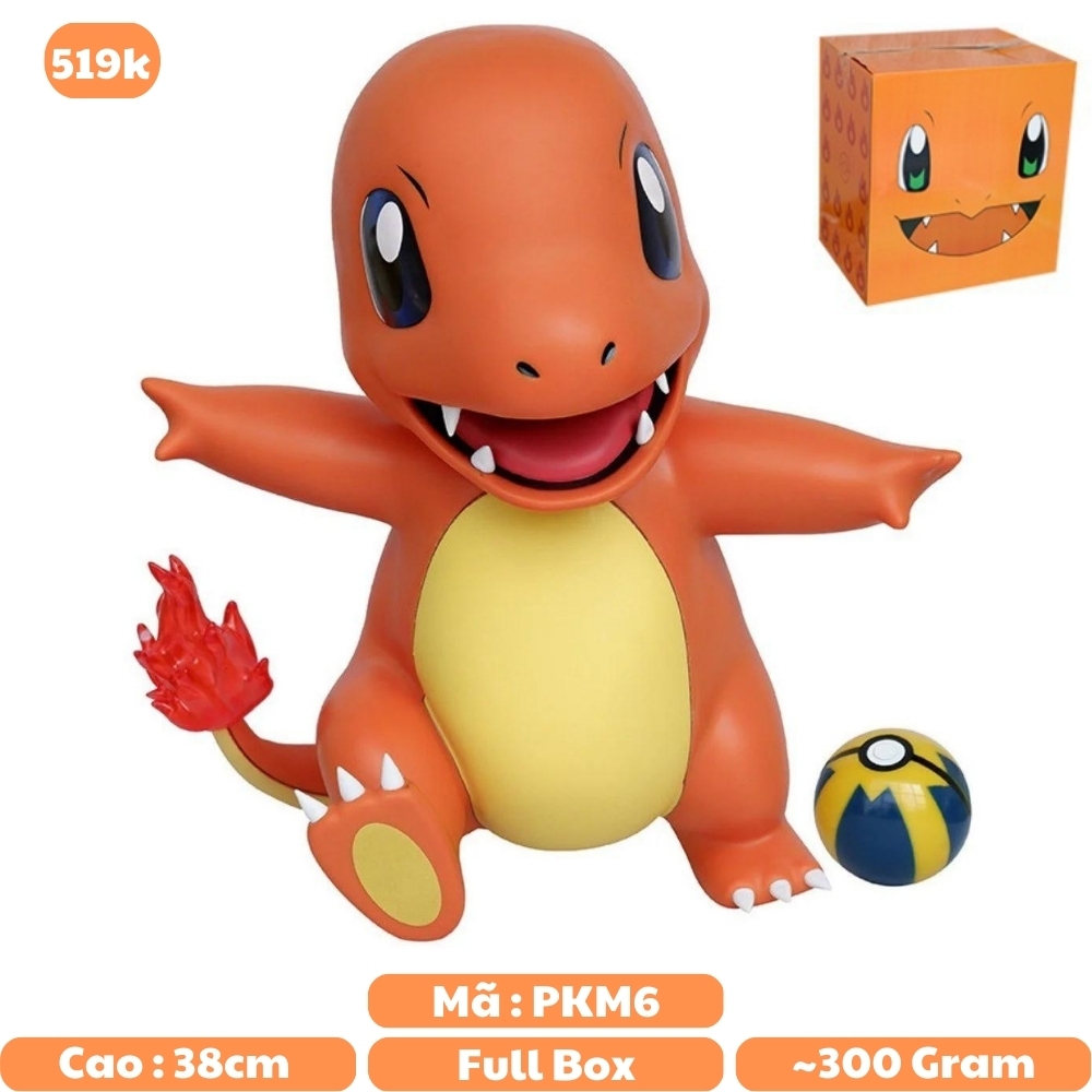 Hàng Loại 1 - Mô Hình POKEMON Charmander - Cao 38cm rộng 35cm - nặng 2kg5 - CÓ BOX - Pokemon - Bộ Pokemon - Có Vỏ Hộp màu N1-K31-T5-S1
