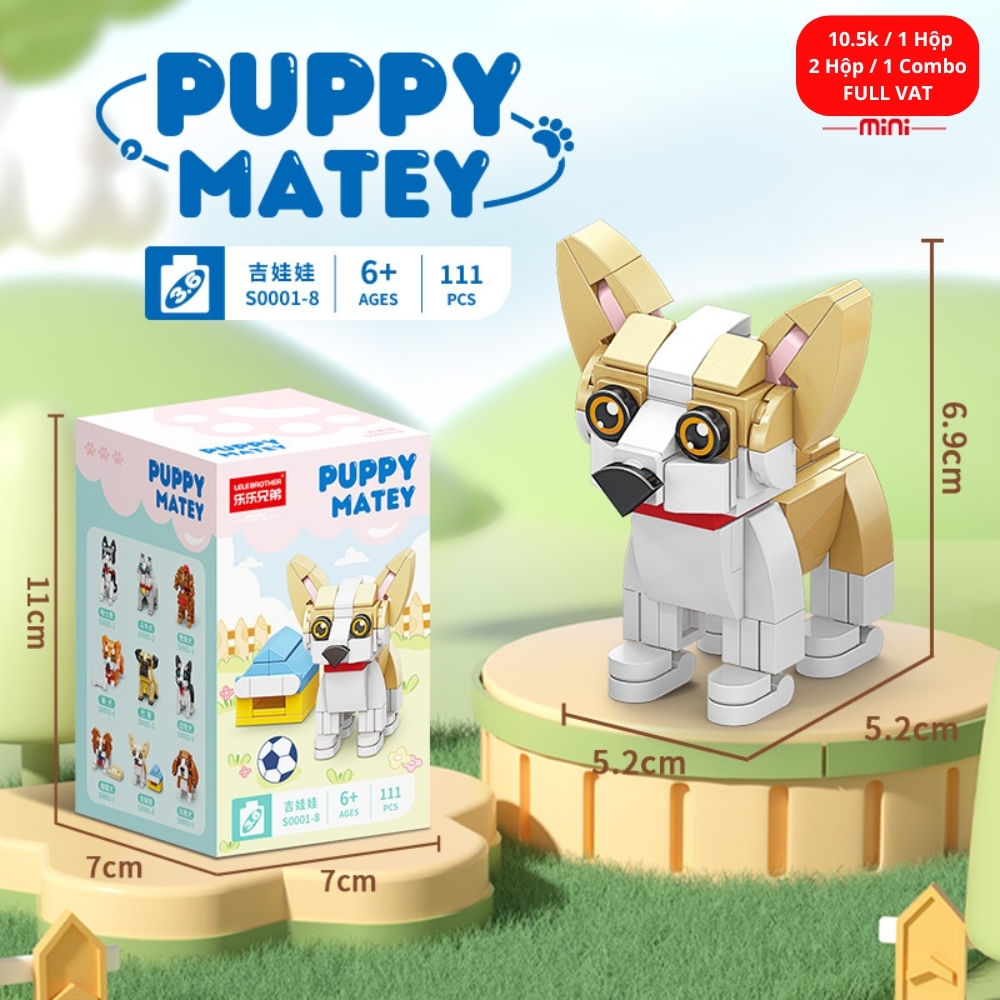 Combo 2 bộ đồ chơi lắp ghép các loại cún yêu 111pcs. SKU: LG-S0001-8 ( VAT 001-C2-11 ) K114-T1-S8