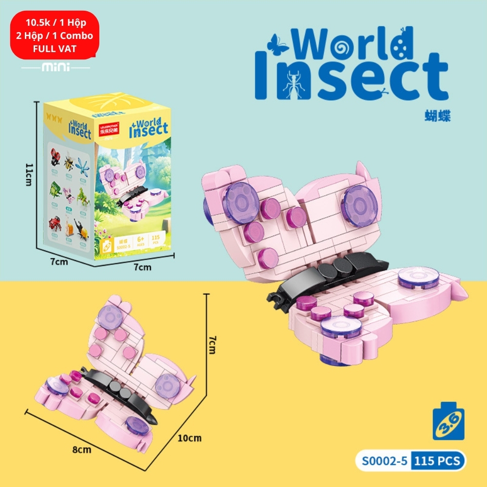 Combo 2 bộ đồ chơi lắp ghép thế giới côn trùng 115pcs. SKU: LG-S0002-5 ( VAT 001-C2-11 ) K122-T2-S5