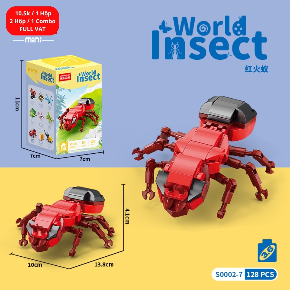 Combo 2 bộ đồ chơi lắp ghép thế giới côn trùng 128pcs. SKU: LG-S0002-7 ( VAT 001-C2-11 ) K122-T2-S7